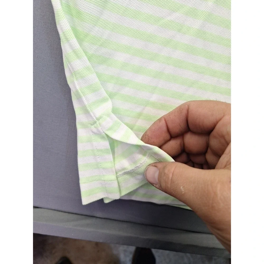 Polo‎ Ralph Lauren Polo Shirt Mens 3XLT Knit Oxford Green White Striped Preppy